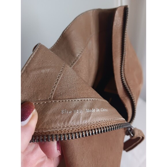 DOLCE VITA Womens Brown Chain Fringed Juneau Toe Block Heel Leather Booties 9.5 - Picture 8 of 8